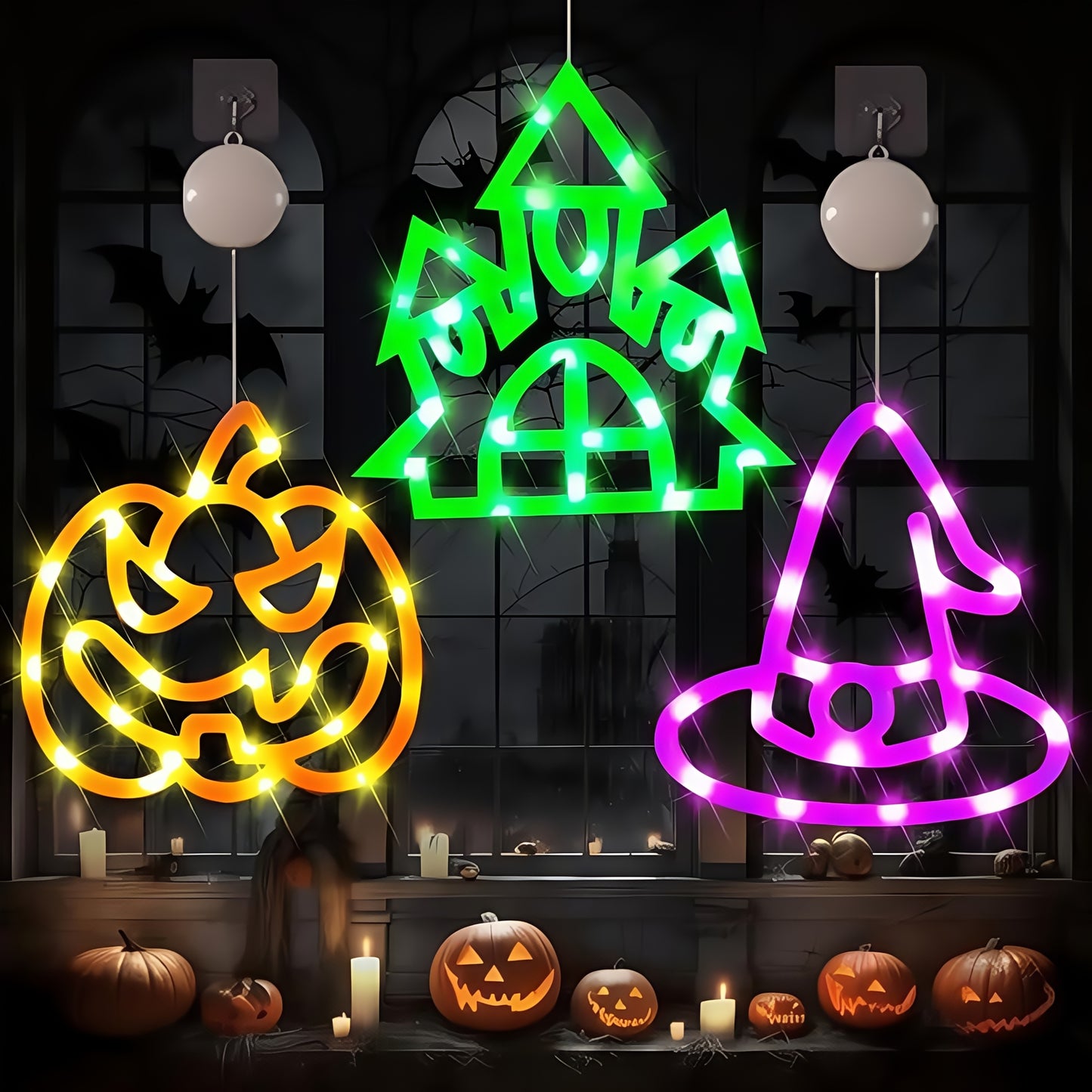 Set Halloween LED Verlichting – Sfeervolle Raamdecoratie
