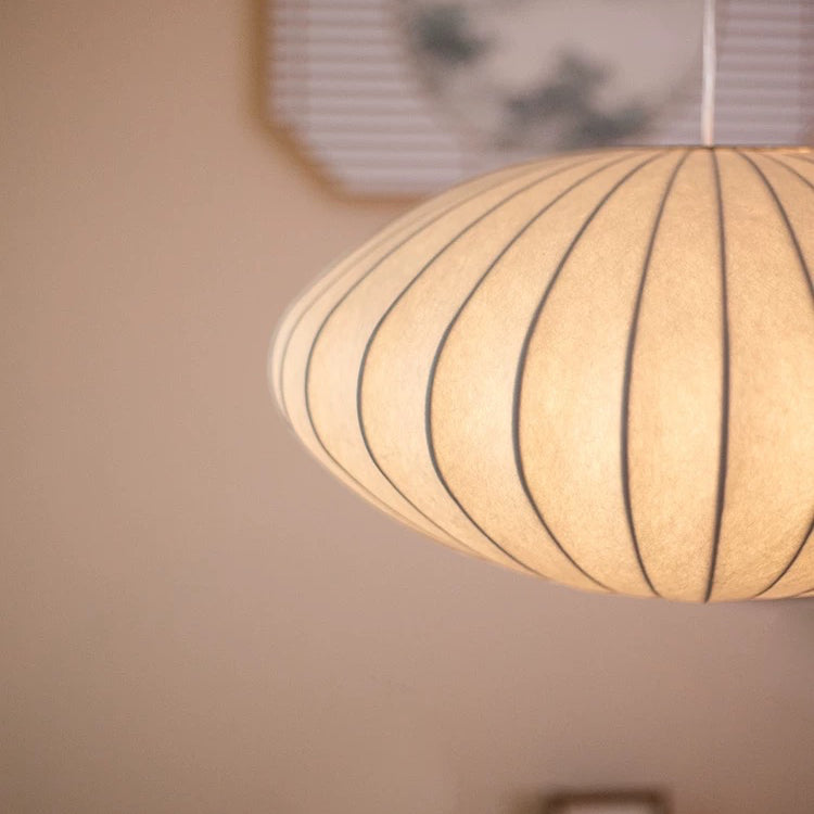 Japandi Stijl Hanglamp – Tijdloze Zijde Plafondlamp
