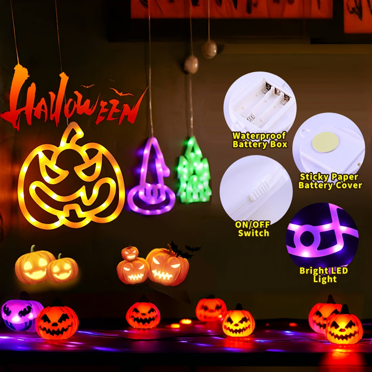 Set Halloween LED Verlichting – Sfeervolle Raamdecoratie