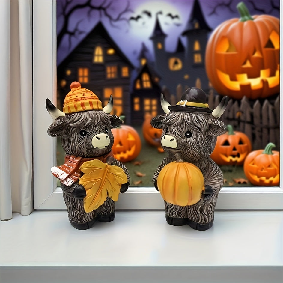 Herfst Decoratie – Set van 2 Koe Beeldjes