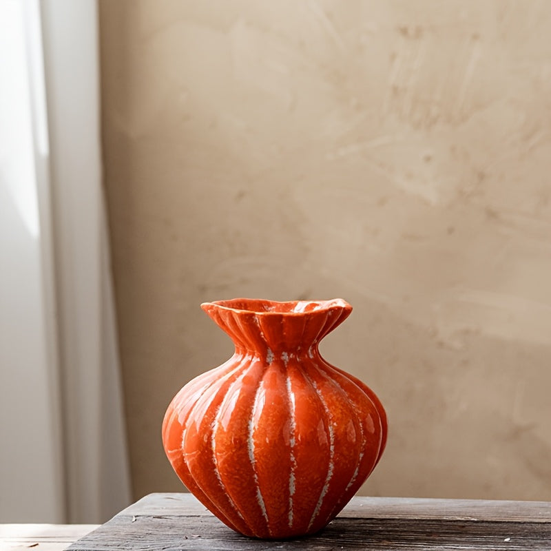 Oranje Pompoen Vaas – Keramische Herfst Decoratie