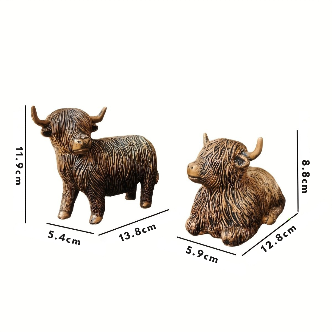 Set van 2 Highland Koe Beeldjes