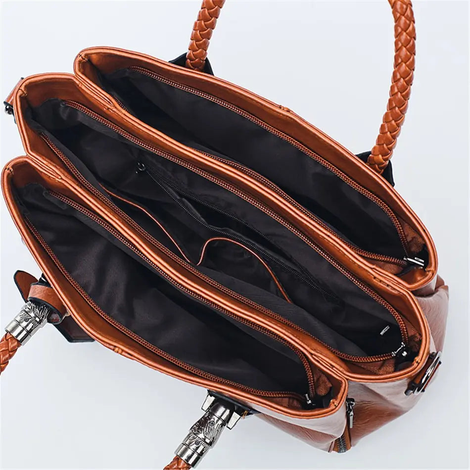 Eleganzo – Leren Tas met Grote Inhoud voor Dames