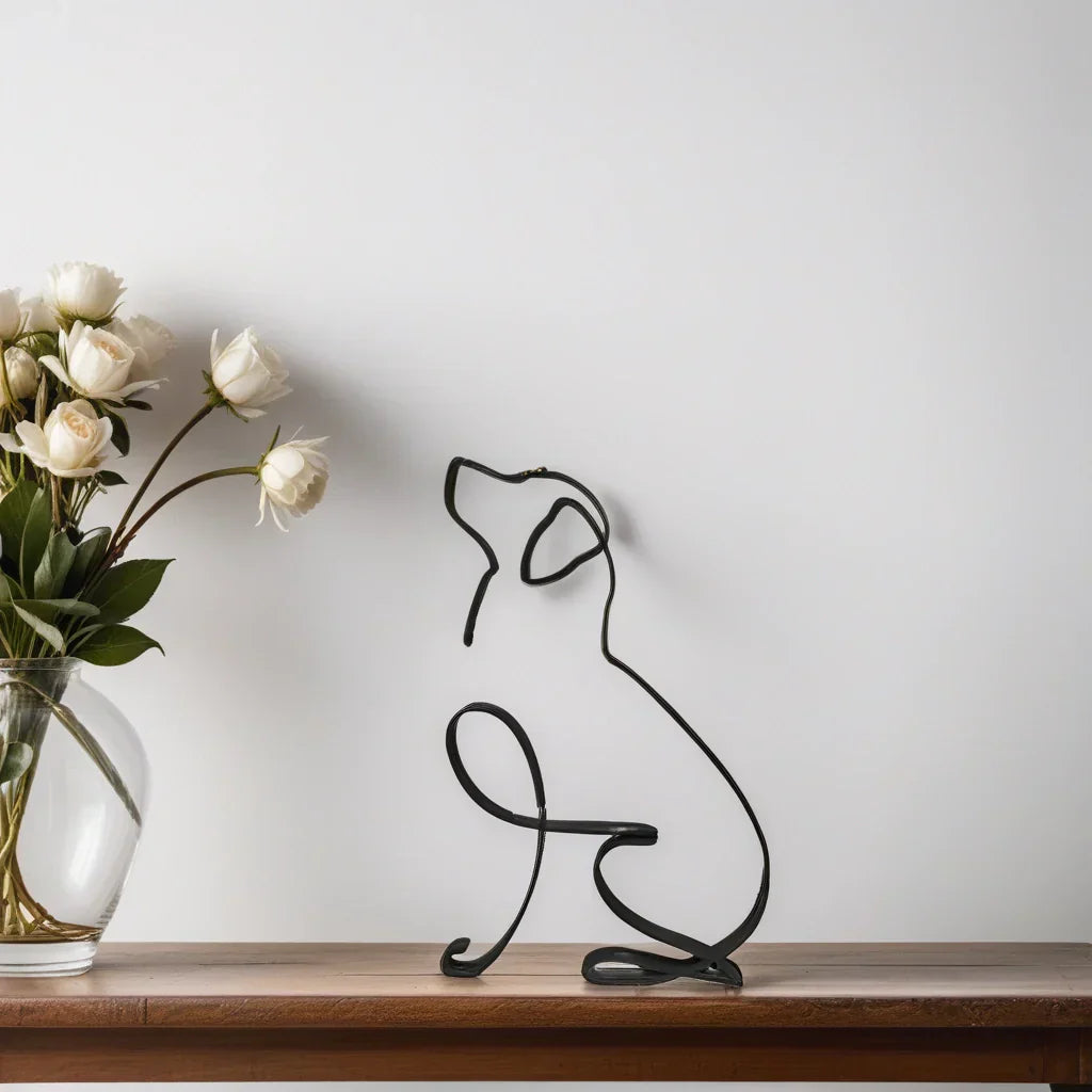 Moderne Hondensculptuur – Minimalistisch Beeld voor Woondecoratie