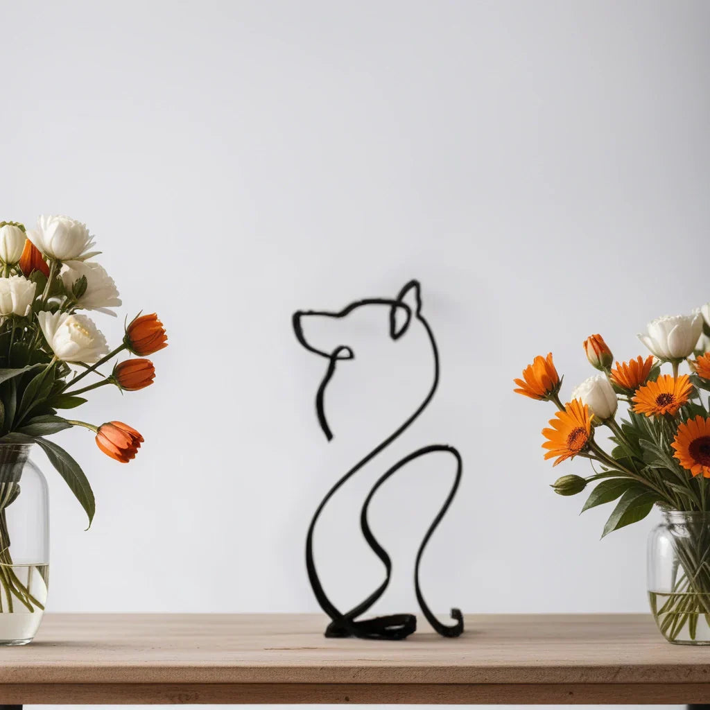 Moderne Hondensculptuur – Minimalistisch Beeld voor Woondecoratie
