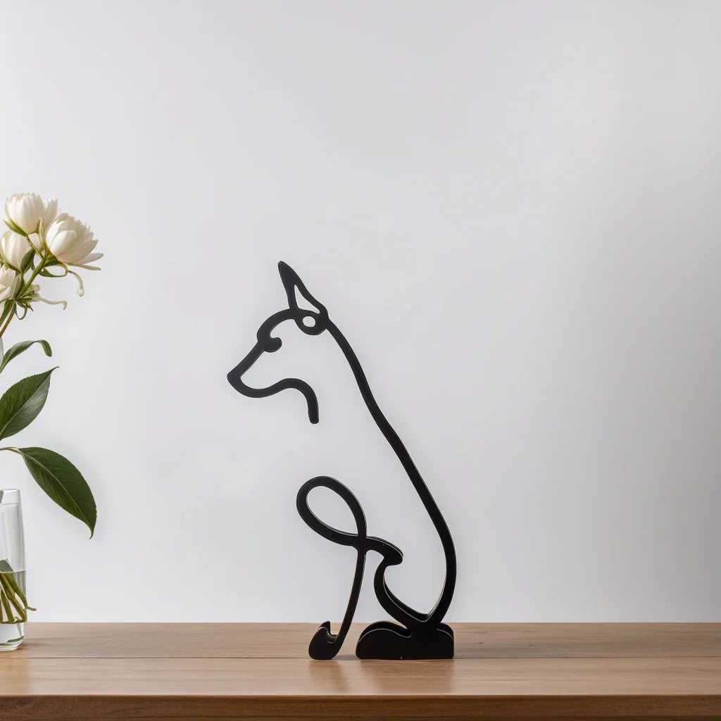 Moderne Hondensculptuur – Minimalistisch Beeld voor Woondecoratie