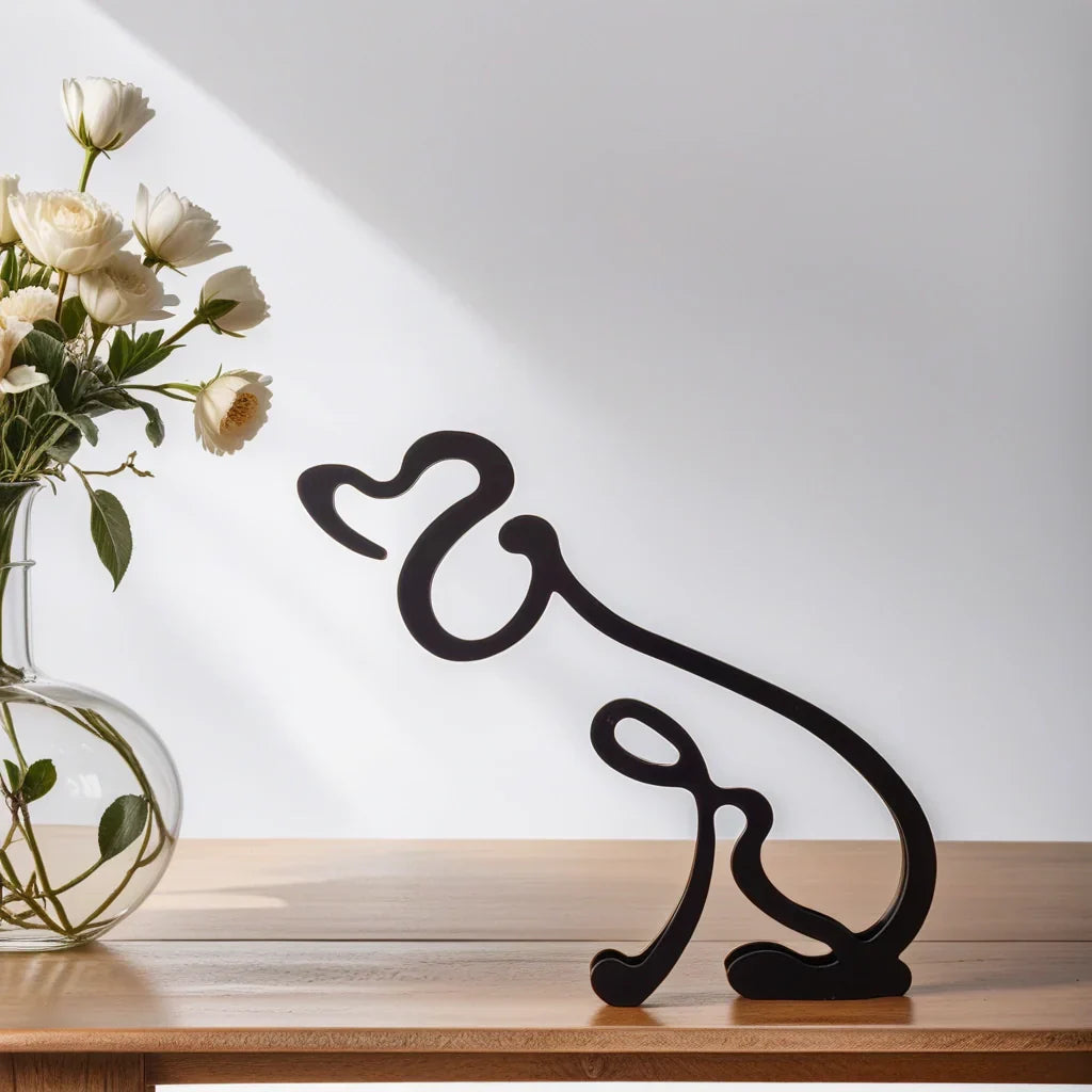 Moderne Hondensculptuur – Minimalistisch Beeld voor Woondecoratie