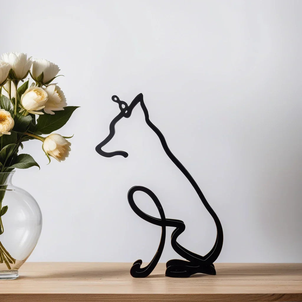 Moderne Hondensculptuur – Minimalistisch Beeld voor Woondecoratie