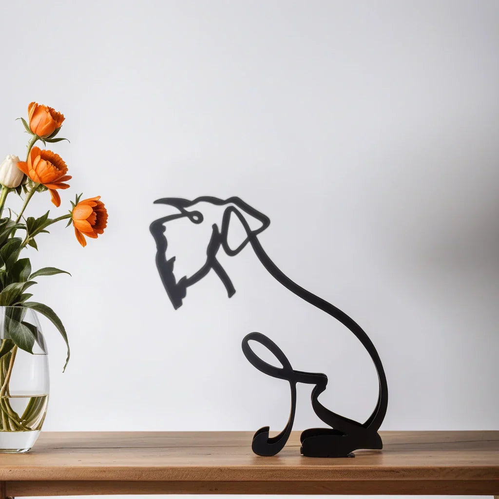 Moderne Hondensculptuur – Minimalistisch Beeld voor Woondecoratie
