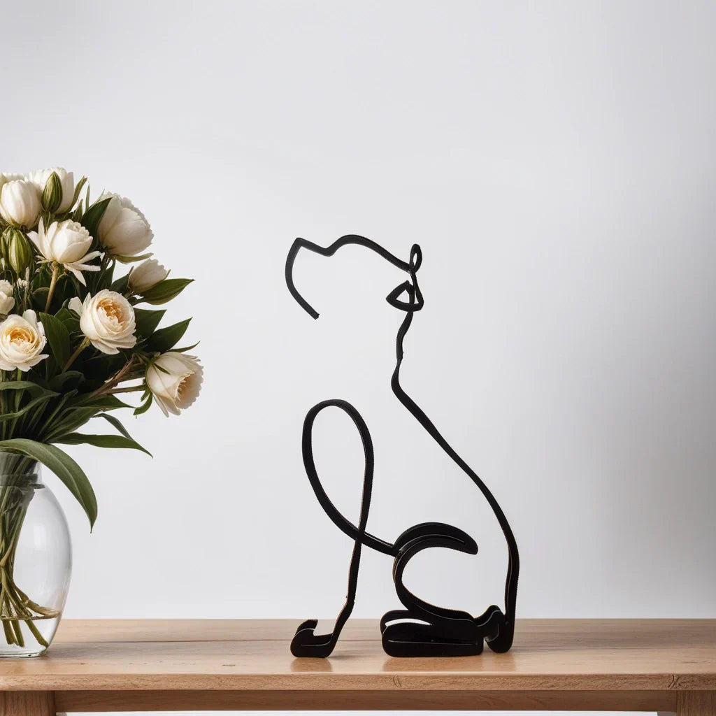 Moderne Hondensculptuur – Minimalistisch Beeld voor Woondecoratie