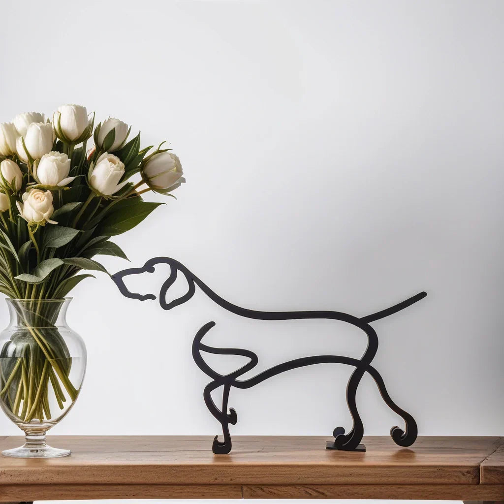 Moderne Hondensculptuur – Minimalistisch Beeld voor Woondecoratie