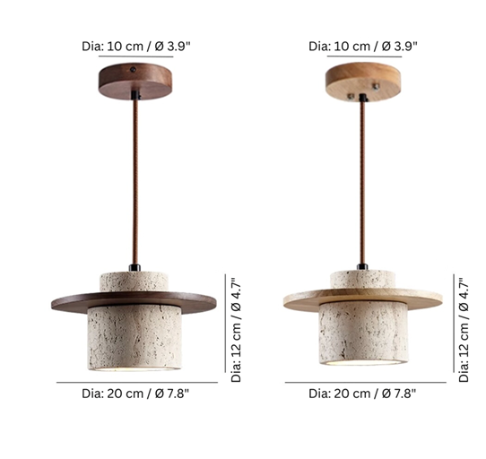 Japandi Hanglamp – Hout & Travertijn