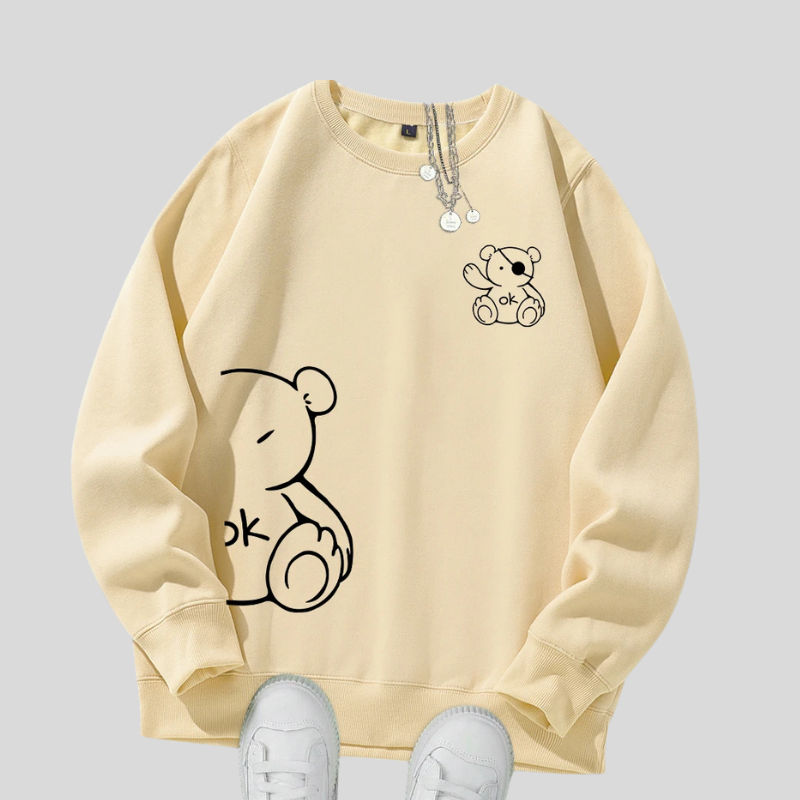 Unisex Katten Trui โ Minimalistische Oversized Sweater met Kattenlijnprint