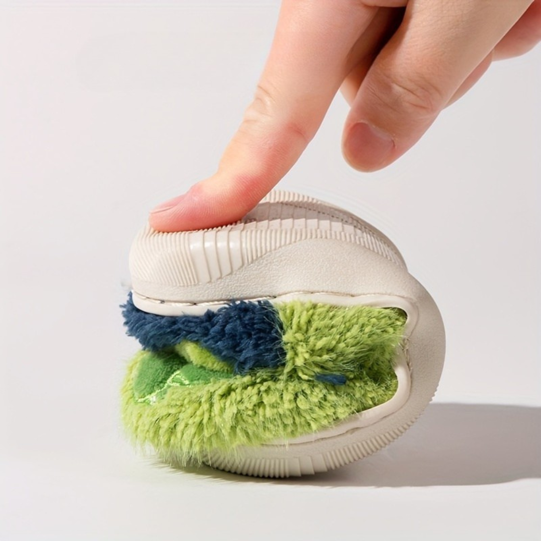 Dino Kinder Sloffen – Warme Pluche Pantoffels met Anti-Slip Zool