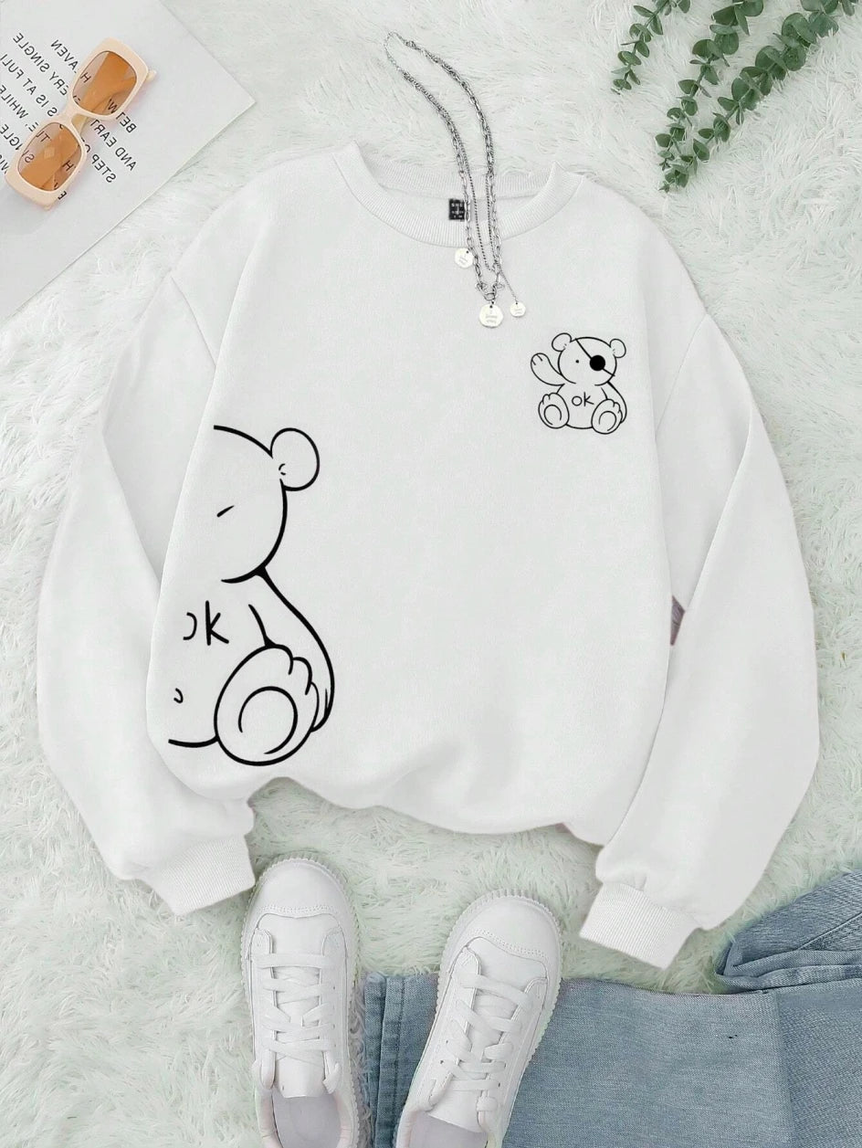 Unisex Katten Trui โ Minimalistische Oversized Sweater met Kattenlijnprint