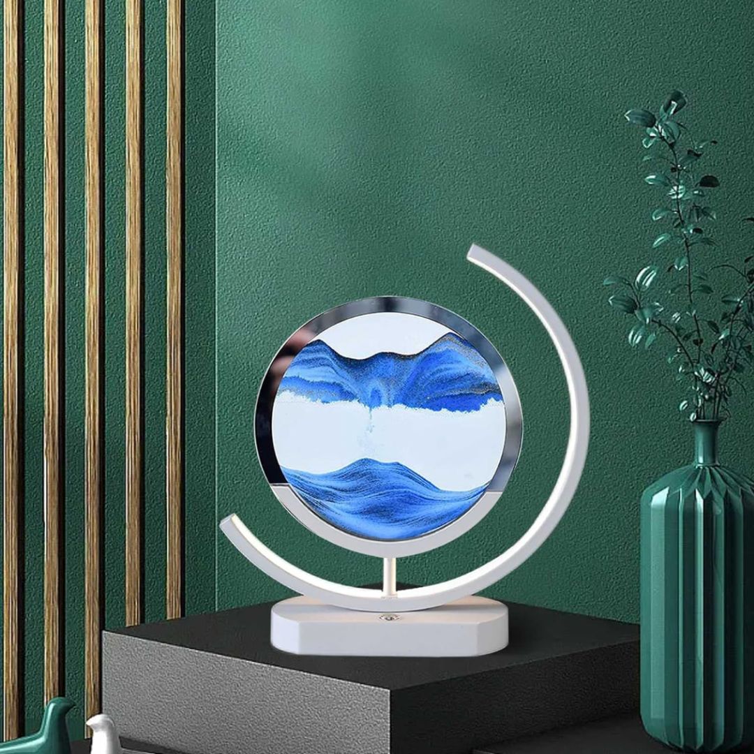 Zandkunst Lamp – LED Tafellamp met Bewegend Zand en Modern Design