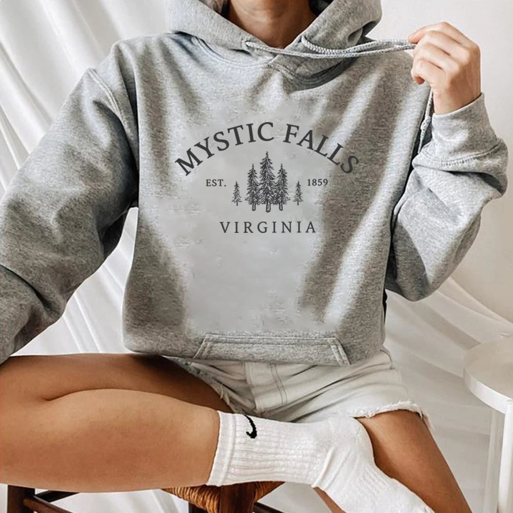 Mystic Falls Virginia Hoodie Salvatores Shirt Unisex Lange Mouw Ronde Hals Pullovers Hoodies Casual Trui Voor Vampierfans