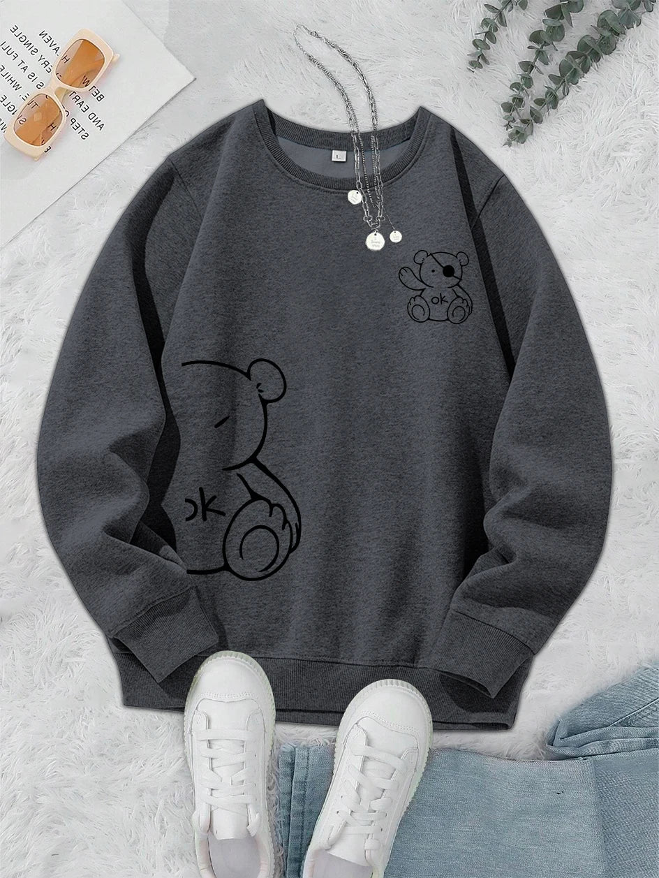 Unisex Katten Trui โ Minimalistische Oversized Sweater met Kattenlijnprint