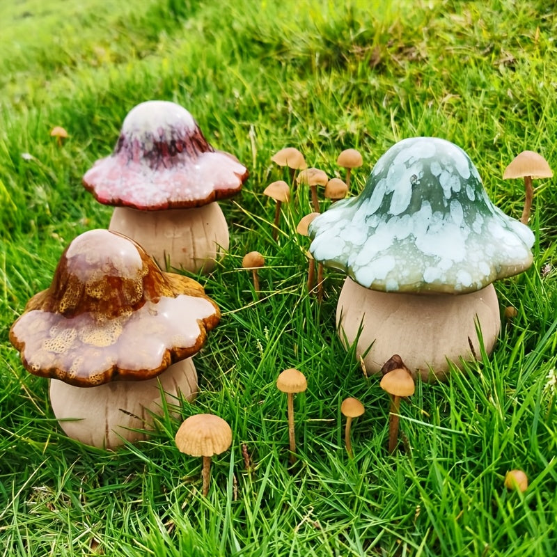 Herfst Decoratie Set – Set van 3 Keramiek Paddenstoelen
