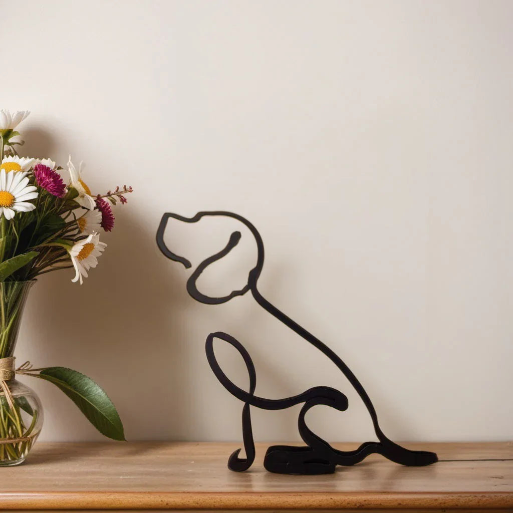 Moderne Hondensculptuur – Minimalistisch Beeld voor Woondecoratie