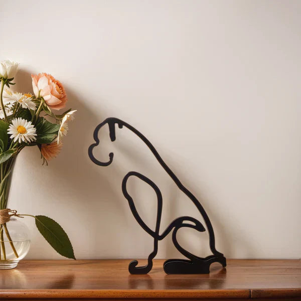 Moderne Hondensculptuur – Minimalistisch Beeld voor Woondecoratie