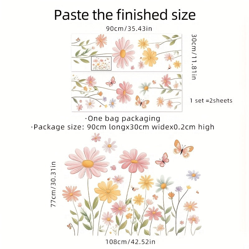 Pastel Bloemen Muurstickers – Zelfklevend & Verwijderbaar