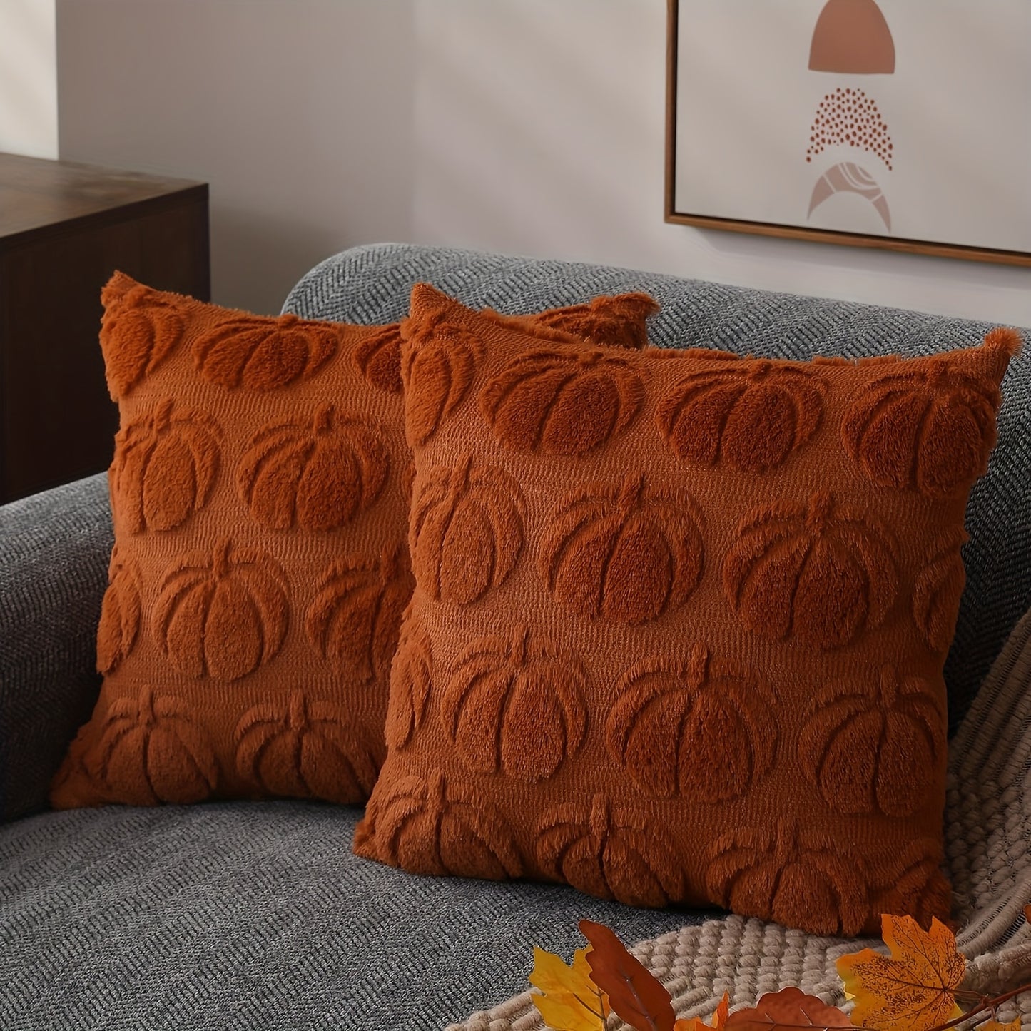 Pompoen Kussenhoezen – Set van 2 Decoratieve Hoezen Herfst