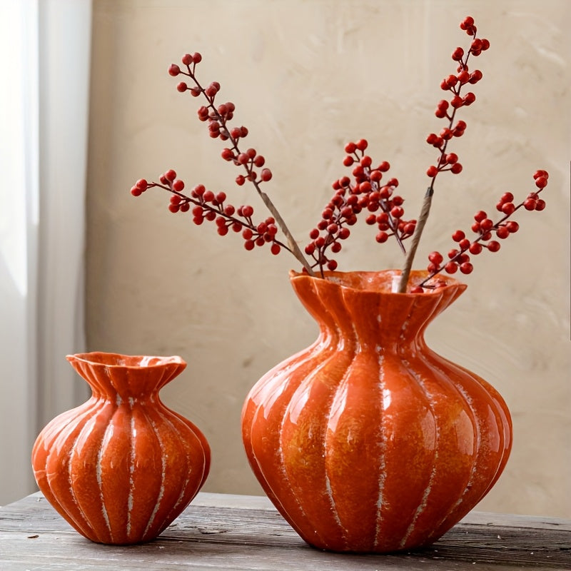 Oranje Pompoen Vaas – Keramische Herfst Decoratie
