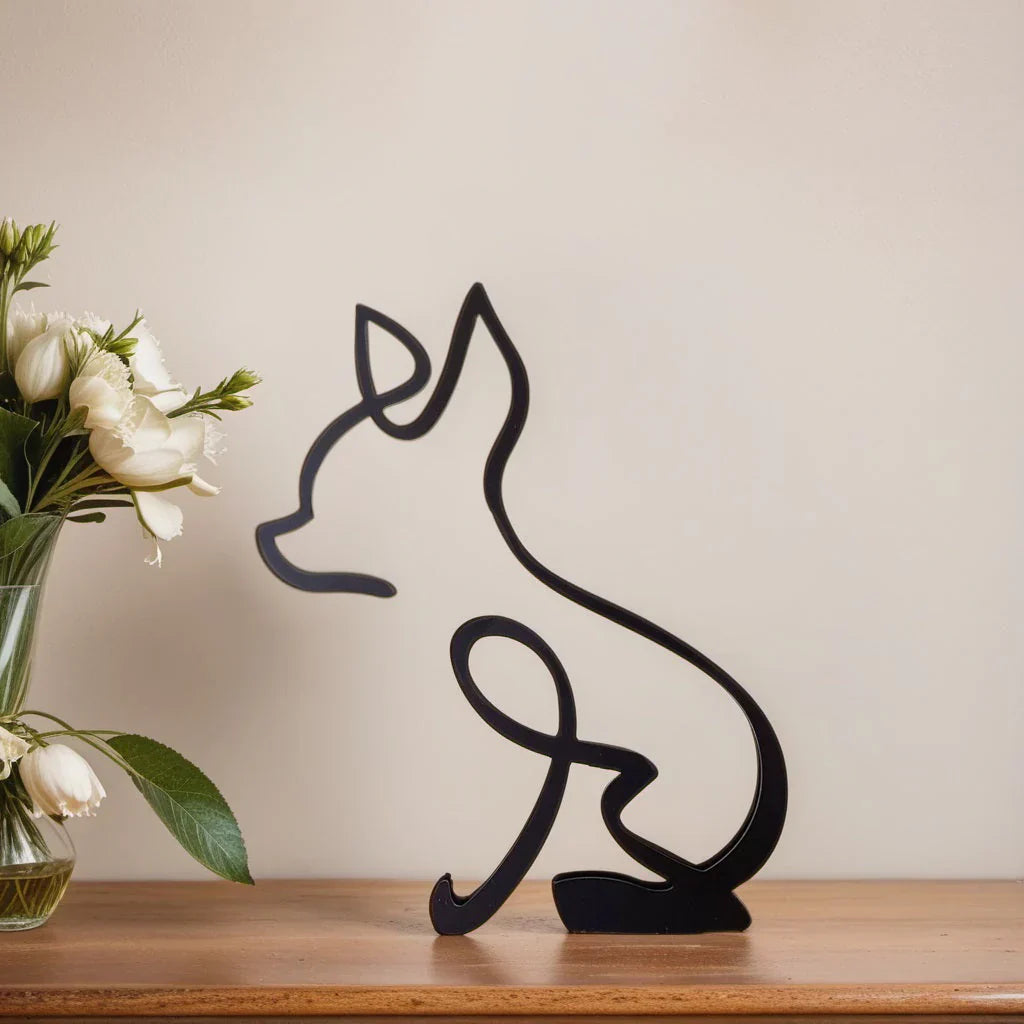 Moderne Hondensculptuur – Minimalistisch Beeld voor Woondecoratie
