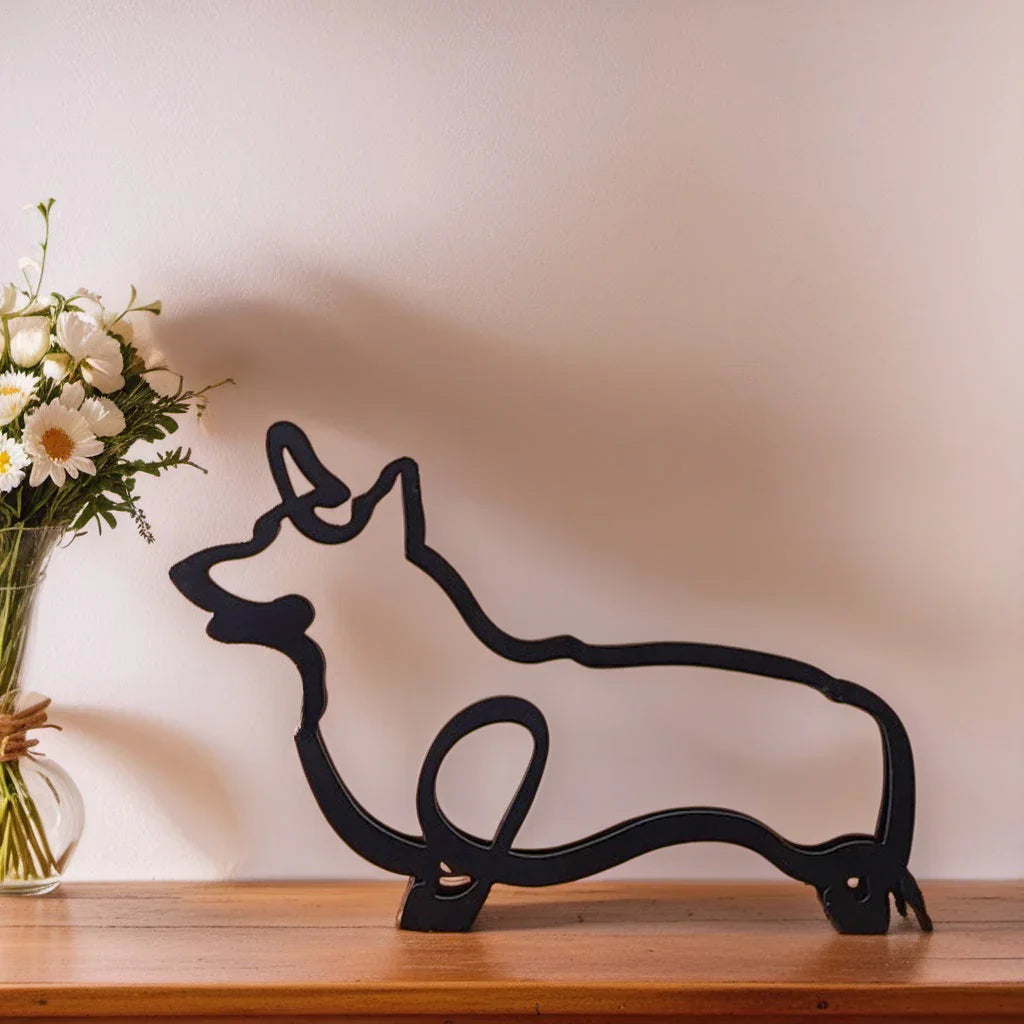 Moderne Hondensculptuur – Minimalistisch Beeld voor Woondecoratie