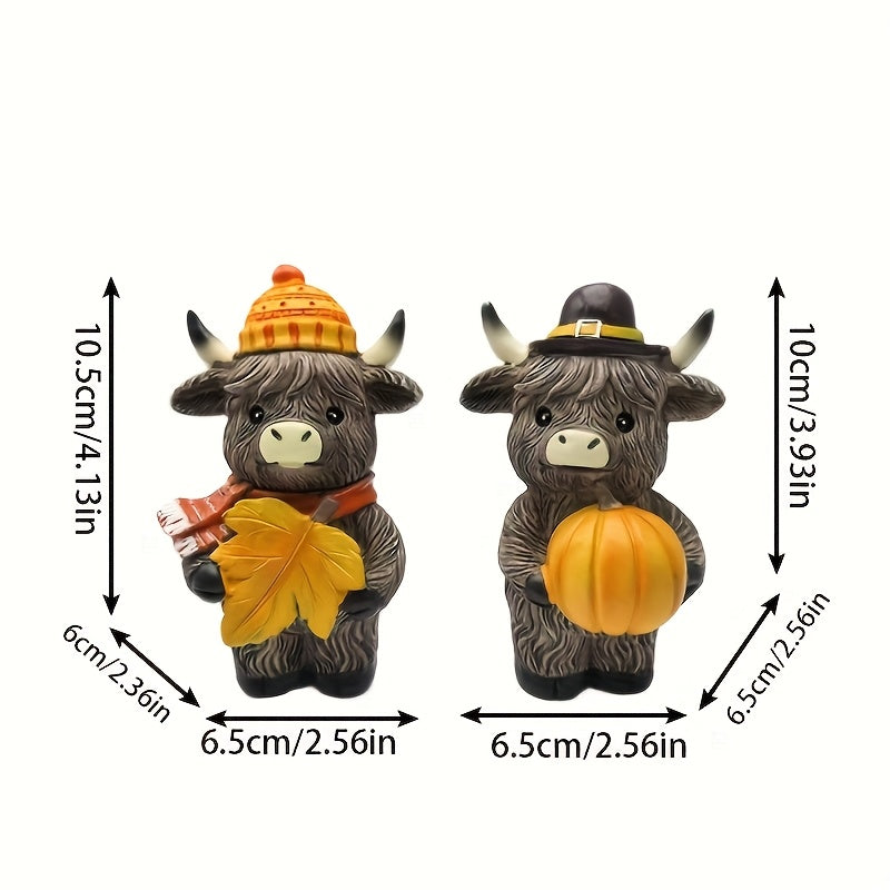 Herfst Decoratie – Set van 2 Koe Beeldjes