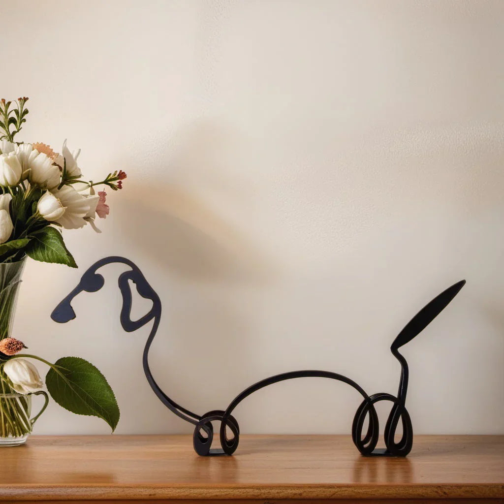 Moderne Hondensculptuur – Minimalistisch Beeld voor Woondecoratie
