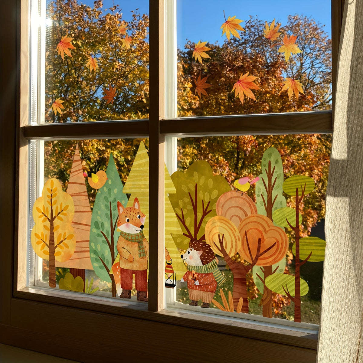 Herfst Decoratie – Herbruikbare Dubbelzijdige Raamsticker