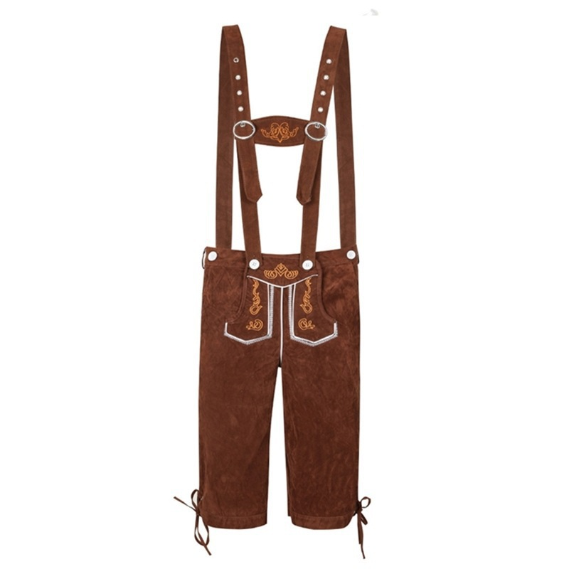 Lederhose Heren met Luxe Afwerking – Authentieke Oktoberfest Kniebroek met Bretels