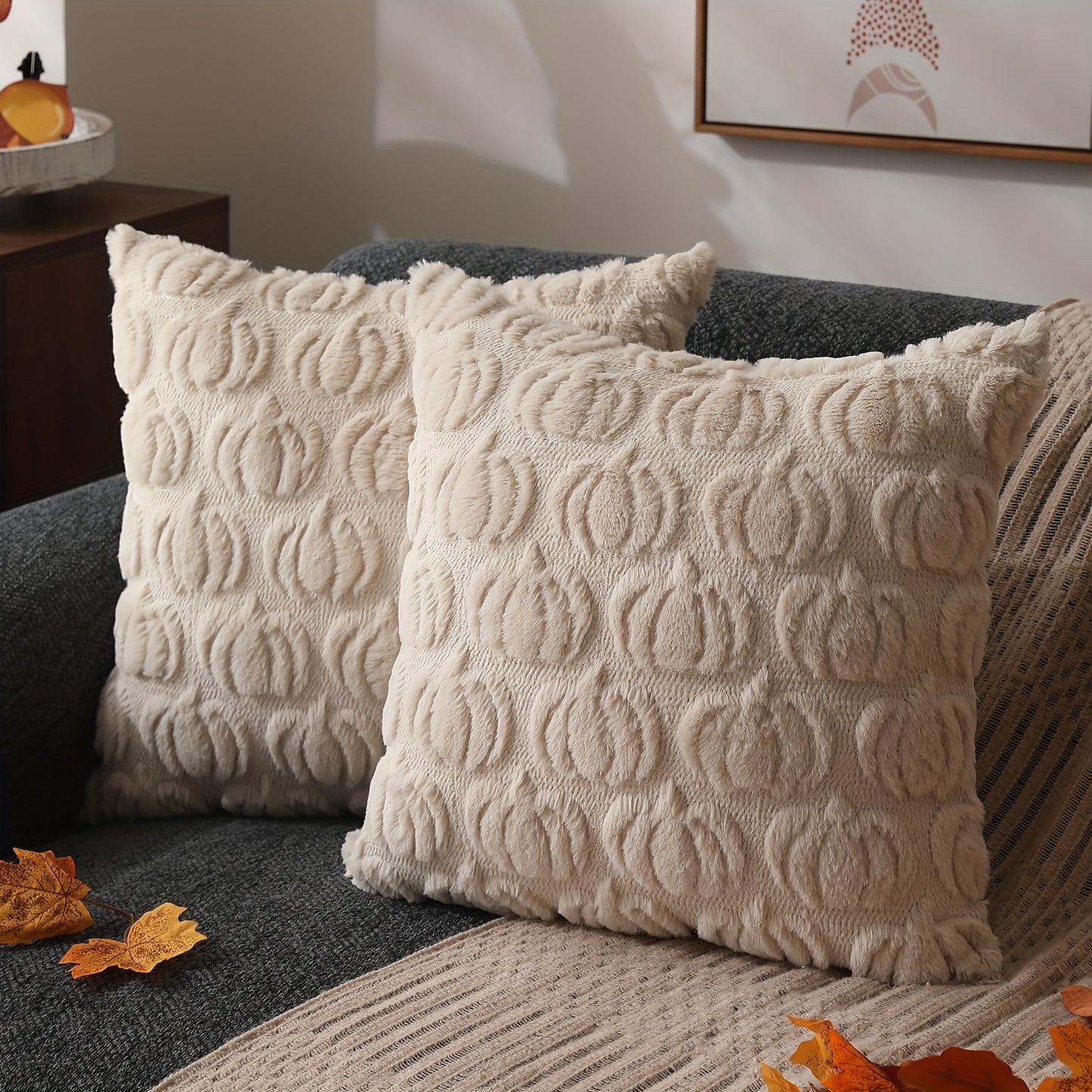 Pompoen Kussenhoezen – Set van 2 Decoratieve Hoezen Herfst