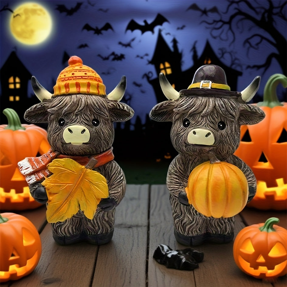 Herfst Decoratie – Set van 2 Koe Beeldjes