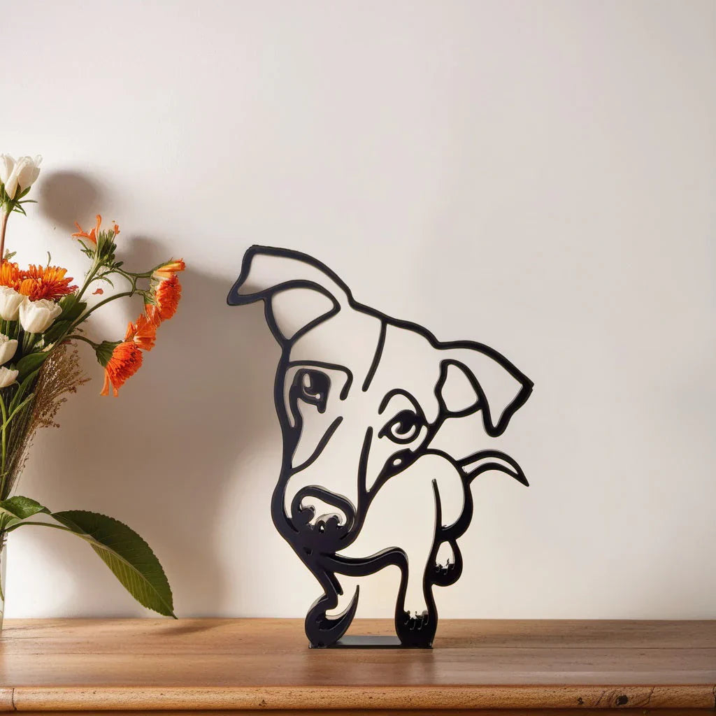Moderne Hondensculptuur – Minimalistisch Beeld voor Woondecoratie