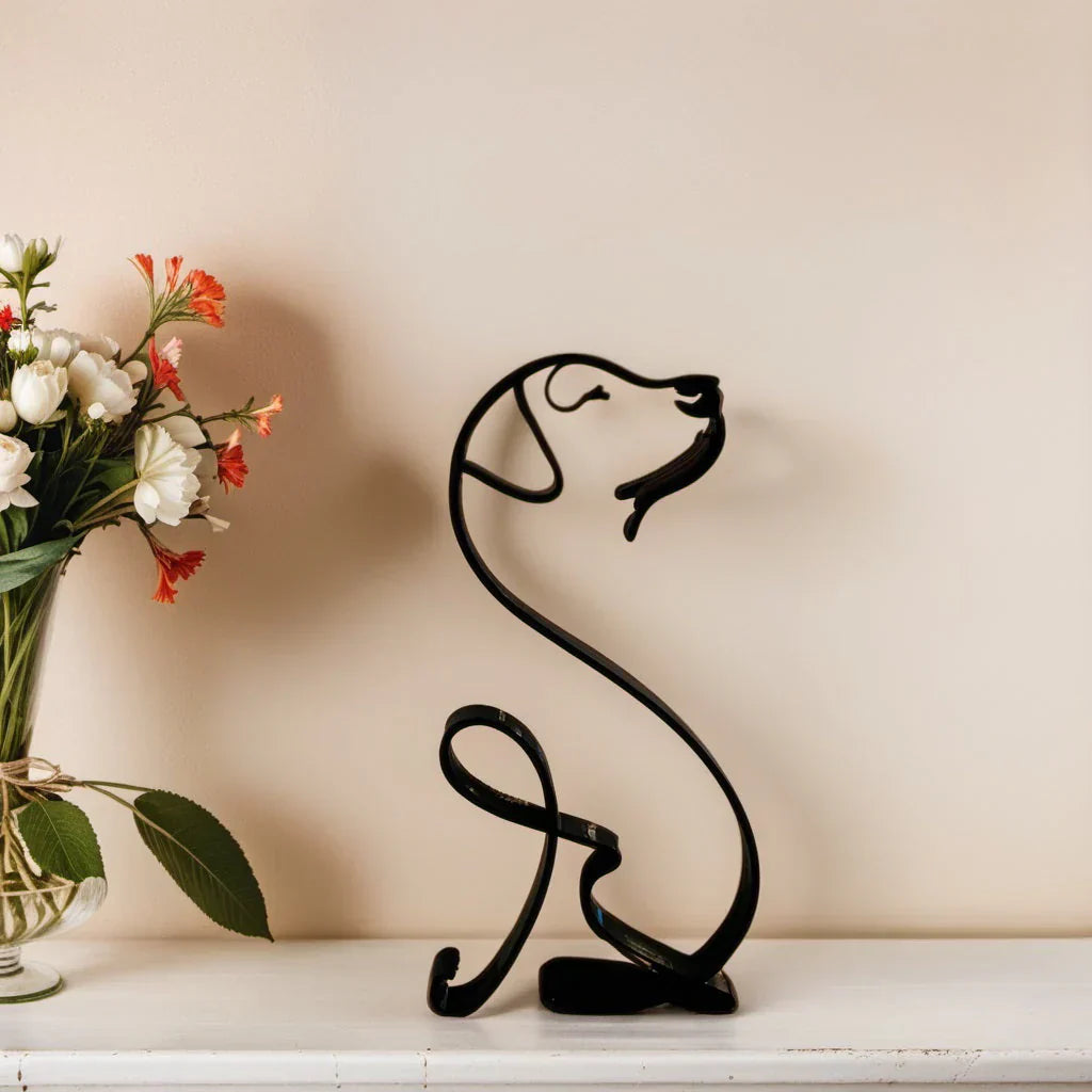 Moderne Hondensculptuur – Minimalistisch Beeld voor Woondecoratie