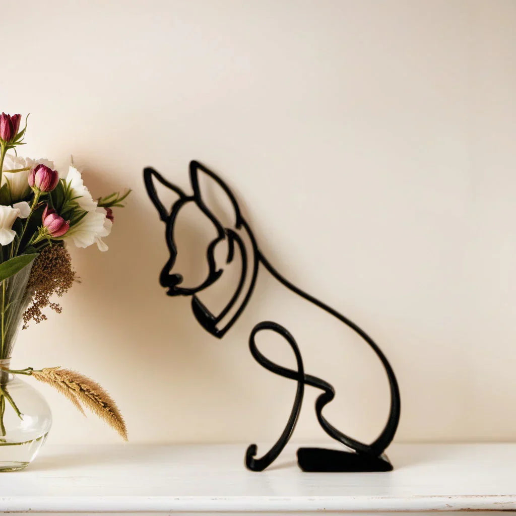 Moderne Hondensculptuur – Minimalistisch Beeld voor Woondecoratie