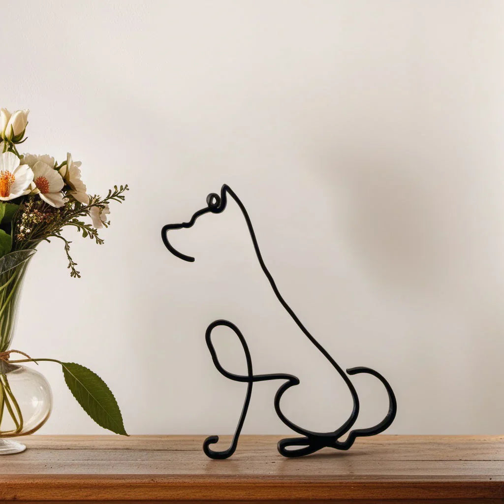 Moderne Hondensculptuur – Minimalistisch Beeld voor Woondecoratie