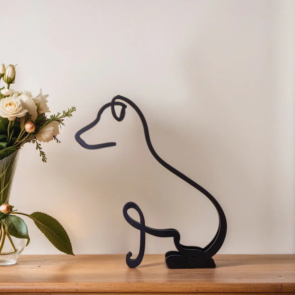 Moderne Hondensculptuur – Minimalistisch Beeld voor Woondecoratie