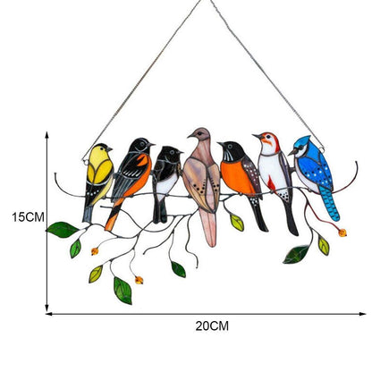 Stijlvolle Raamhanger Glas-in-Lood Vogel Decoratie