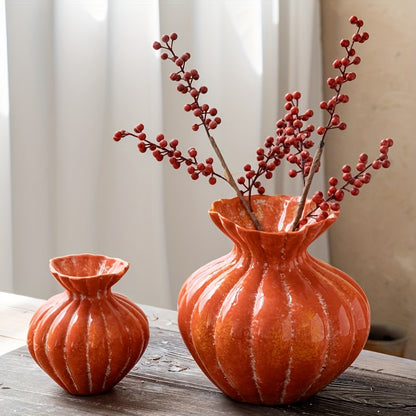 Oranje Pompoen Vaas – Keramische Herfst Decoratie