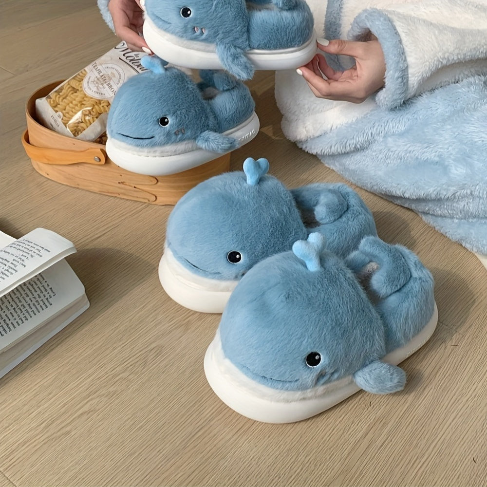 Cozy Whale Slippers – Winter Sloffen met Fleece Voering