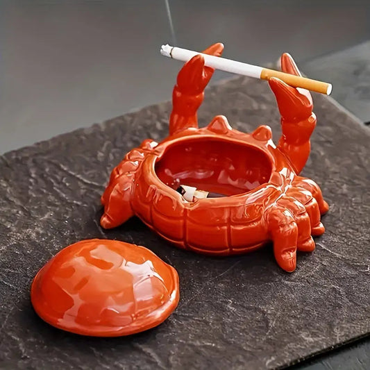 Keramische Krab Asbak met Deksel – Uniek Handgemaakt Design