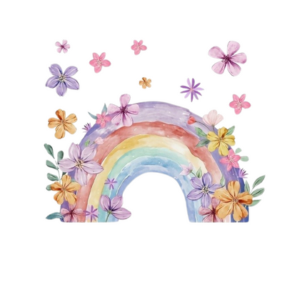 Regenboog met Bloemen Muursticker - Vrolijke Muurdecoratie