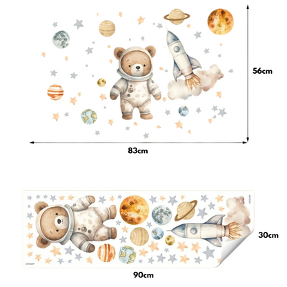 Astronaut Beer Muursticker – Magische Ruimte Decoratie voor de Kinderkamer