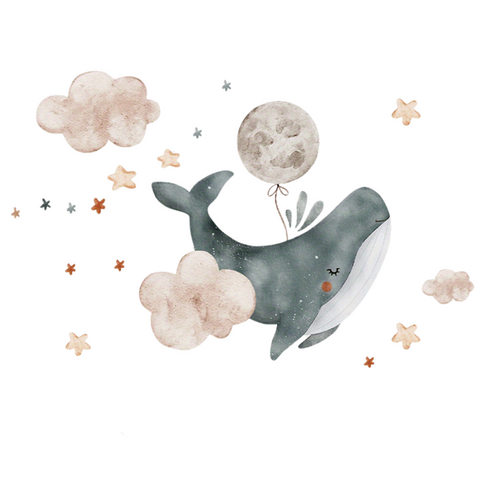 Walvis Muursticker – Droom weg bij een Magische Oceaan