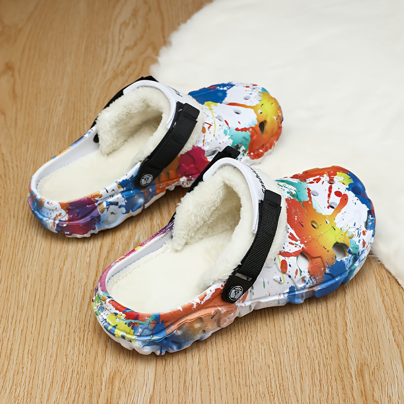 Warme Graffiti Sloffen - Winter Klompen Pantoffels Voor Binnen & Buiten