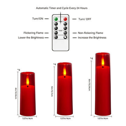 Set van 12 Luxe LED Kaarsen – Met Timer & Afstandsbediening